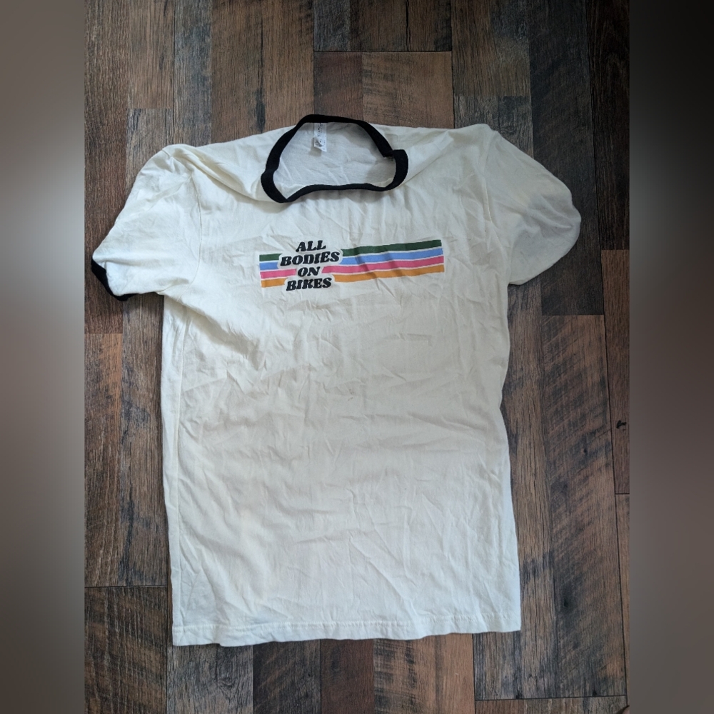 All bodies on bikes ringer shirt